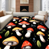Playful Black Mushroom Anti Fatigue Mat(Red)