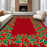 Festive Holly Wreath Area with Intricate Botanical Motifs(Red)