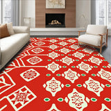 Modern Boho Interlocking Diamonds with Abstract Festive(Red)