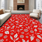 Festive Holly Leaves Berry Motif Holiday Area Snowflake Design(Red)