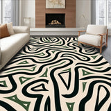 Wave Motif Featuring Dark Green and Black Contrast(Ivory)