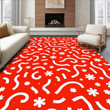 Playful Polka Dot Array with Contrasting Whimsical Shapes(Red)