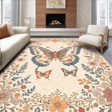 Ultra Soft Area Rug, Non Slip, Stain Resistant, Washable Area Rugs for Living Room, Bedroom, Soft Modern Butterfly Nursery Rug(Beige) - ODIKA