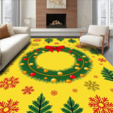 Festive Pine Wreath Motif with Holly Berries and Twinkling Lights(Yellow)