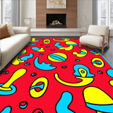 Comic Inspired Whimsical Doodle Design with Playful Abstract Shapes(Red)