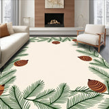 Pine Branch Cone Yuletide Theme Slip Free Floor Cover(Green)