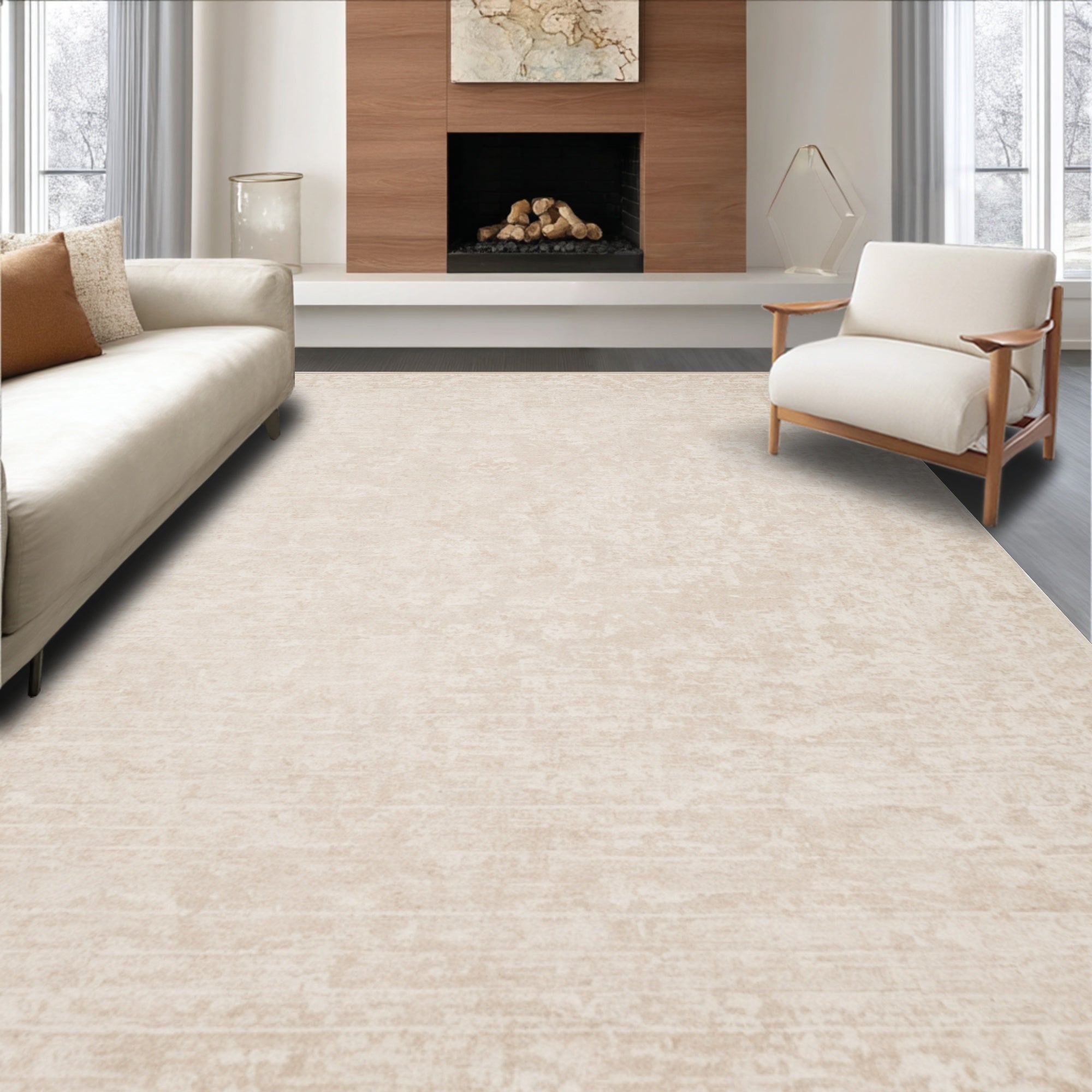 Ultra Soft Area Rug, Non Slip, Stain Resistant, Washable Area Rugs for Living Room, Bedroom, Contemporary Beige Boho Living Room Rug(Beige) - ODIKA
