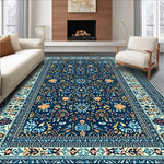 Ultra Soft Area Rug, Non Slip, Stain Resistant, Washable Area Rugs for Living Room, Bedroom, Vintage Boho Oriental Jungle(Blue) - ODIKA