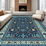 Ultra Soft Area Rug, Non Slip, Stain Resistant, Washable Area Rugs for Living Room, Bedroom, Vintage Boho Oriental Jungle(Blue) - ODIKA
