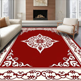 Festive Laurel Medallion Boho Motif with Vintage Scrollwork Detailing(Red)