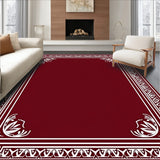 Art Snowberry Lattice with Stylized Ferns and Curved Festive Motifs(Red)
