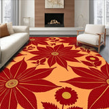 Abstract Poinsettia Bloom Design Low Pile Decorative Holiday Textile(Red)