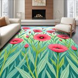 Enchanted Meadow Flower Slip Resistant Holiday Floor Cover(Pink)