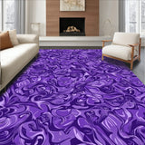 Luxurious Floral Blossom Elegant Plush Shag Contemporary Decorative(Purple)