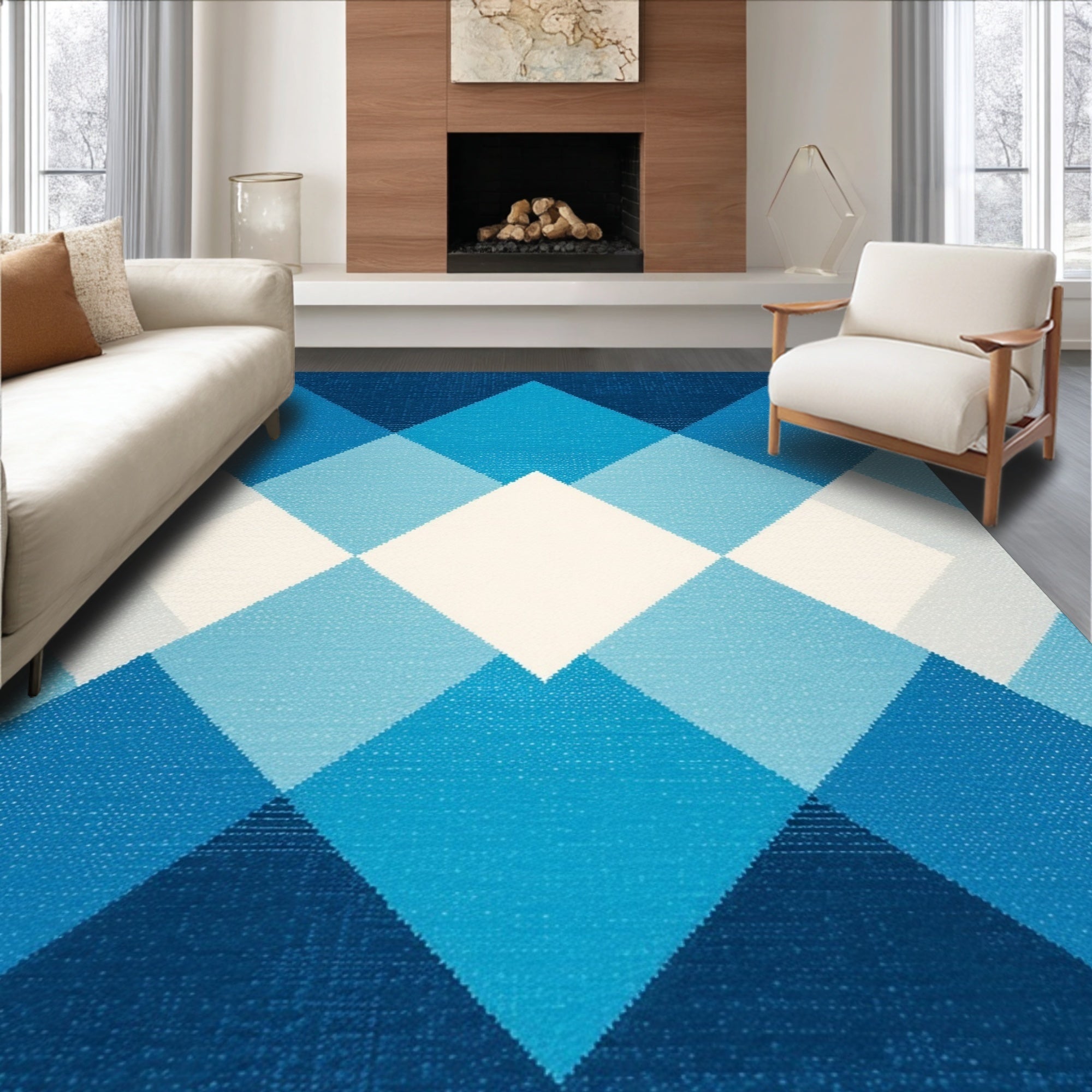 Ultra Soft Area Rug, Non Slip, Stain Resistant, Washable Area Rugs for Living Room, Bedroom, boys bedroom space rug(Blue) - ODIKA
