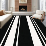 Minimalist Two Tone Horizontal Banded Lightweight Doorway Floor Accent(Black)