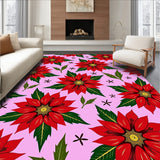 Poinsettia Bloom Area with Holiday Flower Motifs(Pink)