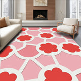 Modern Petaled Mosaic with Abstract Rosette Silhouettes(Red)