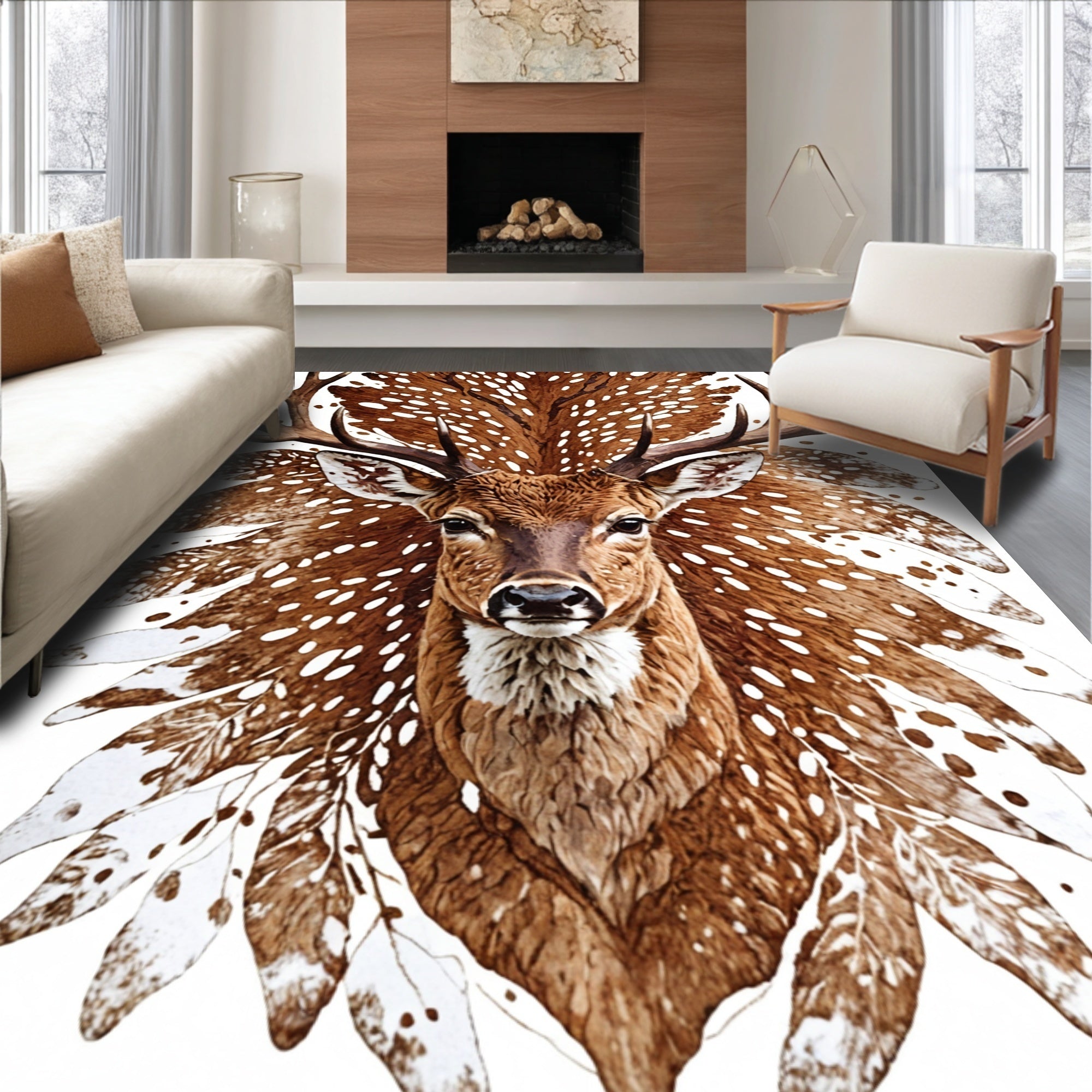 Ultra Soft Area Rug, Non Slip, Stain Resistant, Washable Area Rugs for Living Room, Bedroom, Multicolor Faux Fur Living Room Rug(Brown) - ODIKA