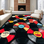 Ultra Soft Area Rug, Non Slip, Stain Resistant, Washable Area Rugs for Living Room, Bedroom, Vinyl Record Pattern Doormat(Red) - ODIKA