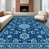 Transitional Dark Blue Playroom Non Shedding(Blue)
