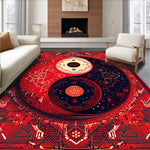 Ultra Soft Area Rug, Non Slip, Stain Resistant, Washable Area Rugs for Living Room, Bedroom, Soft Non-Slip Yin Yang Meditation Rug(Red) - ODIKA