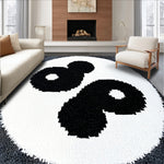 Ultra Soft Area Rug, Non Slip, Stain Resistant, Washable Area Rugs for Living Room, Bedroom, Yin Yang Doormat Rug(Black) - ODIKA