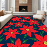 Poinsettia Bloom Botanical Print with Seasonal Flower Arrangements(Red)