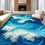 Ocean Blue Waves Non Slip Mat(Blue)