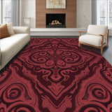 Elegant Abstract Damask Swirl Classic Traditional Flooring(Red)