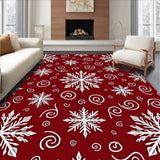 Winter Swirling Snow Crystal Motif Decorative Floor(Red)