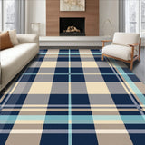 Abstract Plaid Mosaic Featuring Muted Hues(Blue)