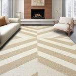 Ultra Soft Area Rug, Non Slip, Stain Resistant, Washable Area Rugs for Living Room, Bedroom, Handmade Chevron Wool(Beige) - ODIKA