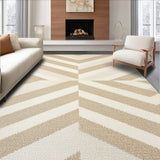 Ultra Soft Area Rug, Non Slip, Stain Resistant, Washable Area Rugs for Living Room, Bedroom, Handmade Chevron Wool(Beige) - ODIKA