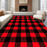 Gingham Check Rustic Country Cabin Style Decorative Floor Covering(Red)