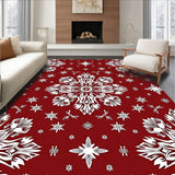 Nordic Snowflake Medallion with Festive Starburst Motifs(Red)