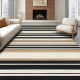Modern Striped Welcome Area with Bold Black Lines and Tan Accents Entrance(Beige)