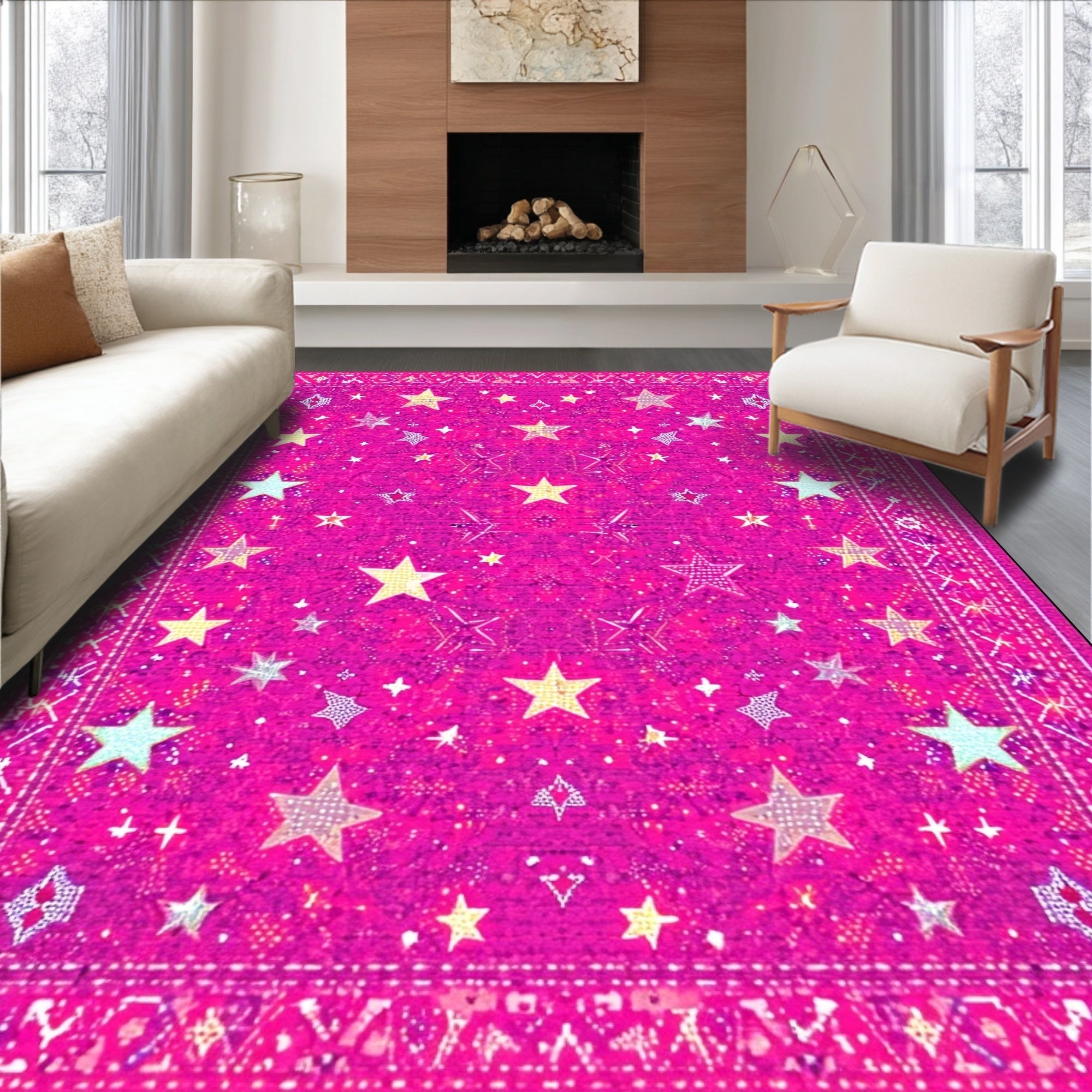 Ultra Soft Area Rug, Non Slip, Stain Resistant, Washable Area Rugs for Living Room, Bedroom, Preppy Pink Cowgirl Entryway Mat(Pink) - ODIKA