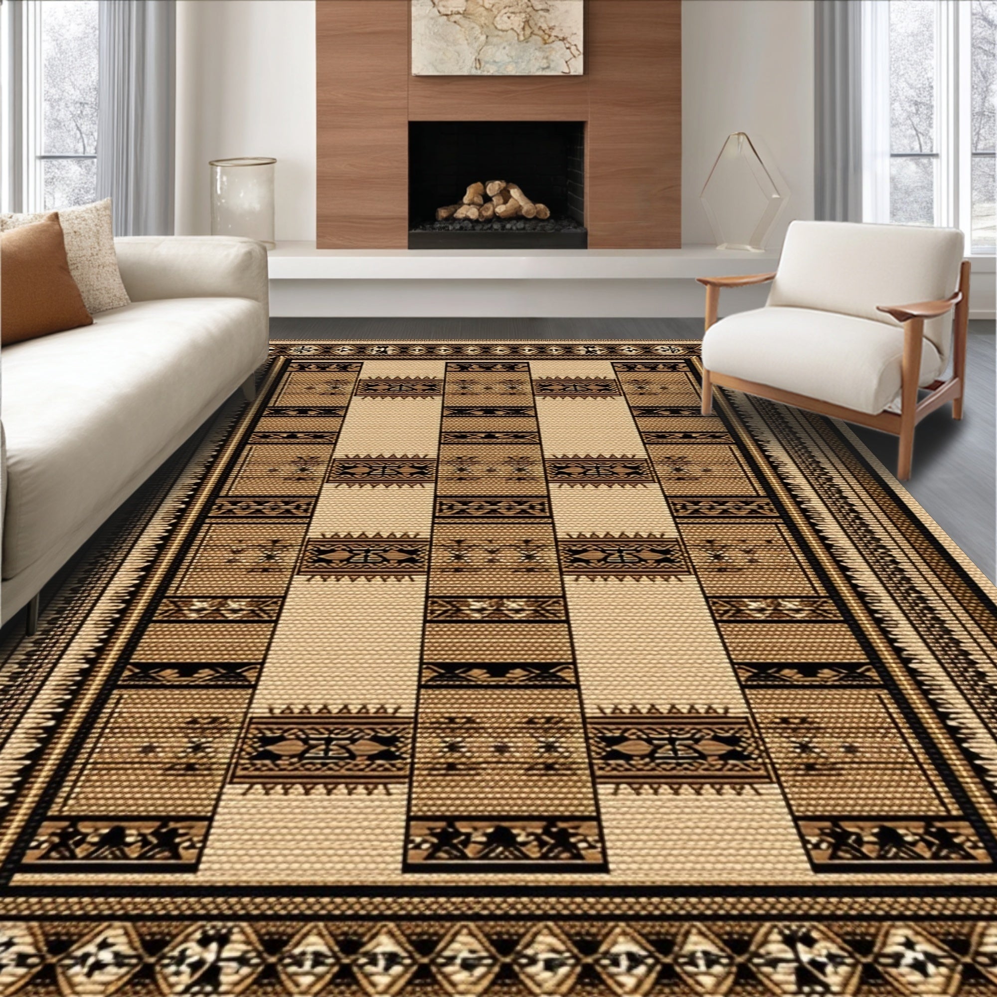 Ultra Soft Area Rug, Non Slip, Stain Resistant, Washable Area Rugs for Living Room, Bedroom, Rustic Cowhide Living Room Accent(Beige) - ODIKA