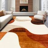 Mid Century Modern Abstract Area with Artistic Brushstroke Design(Beige)
