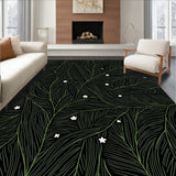 Wispy Fir Branch Floor Covering with Shimmering Snowdrift(Black)