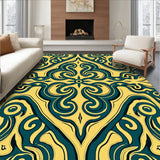 Elegant Wave Inspired Motifs Blended with Emerald and Deep Green Shades(Gold)