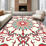 Boho Sunburst Design with Twisting Leaf Motifs(Red)