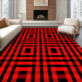 Modern Gingham Checkered with Symmetrical Interlocking Design(Red)