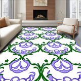 Lavender Waves Interlocking with Delicate Floral Accents(White)