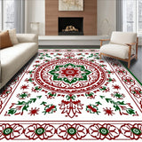 Holiday Festive Snowflake Area with Ornate Winter Motifs(Red)