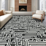 Monochromatic Maze Modern Black And White Striped(Black)