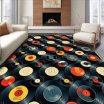 Ultra Soft Area Rug, Non Slip, Stain Resistant, Washable Area Rugs for Living Room, Bedroom, Retro Music Theme Non-Slip Bath Decor(Red) - ODIKA