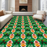 Lattice Holly Berry Motif Decorative Floor(Green)