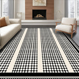 Modern Gingham Remix with Interlocking Stripe Layers(Black)